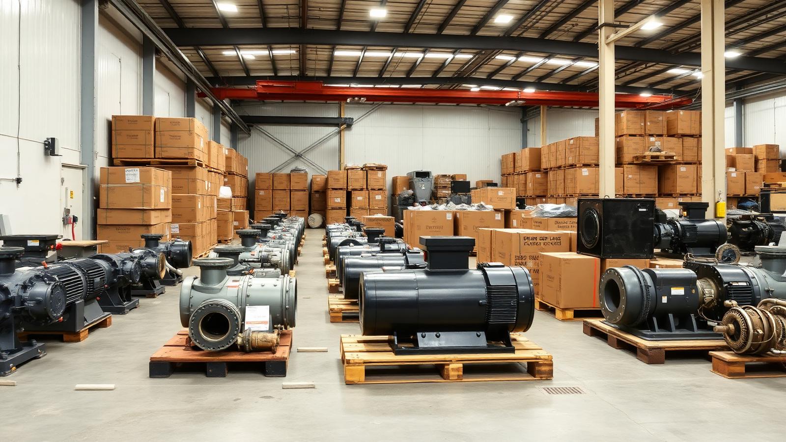 Industrial equipment in a manufacturing facility