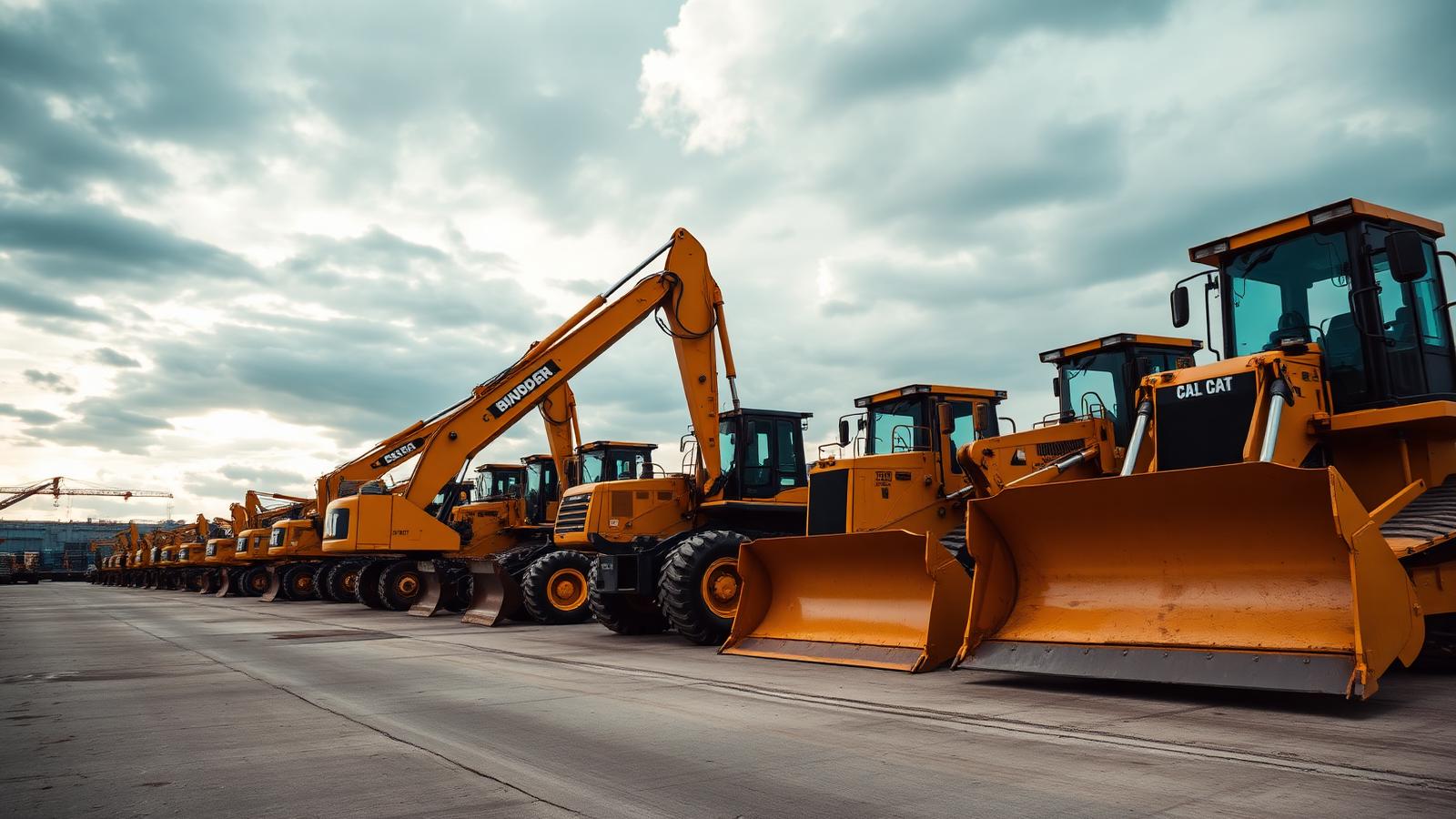 Heavy construction machinery ready for shipment